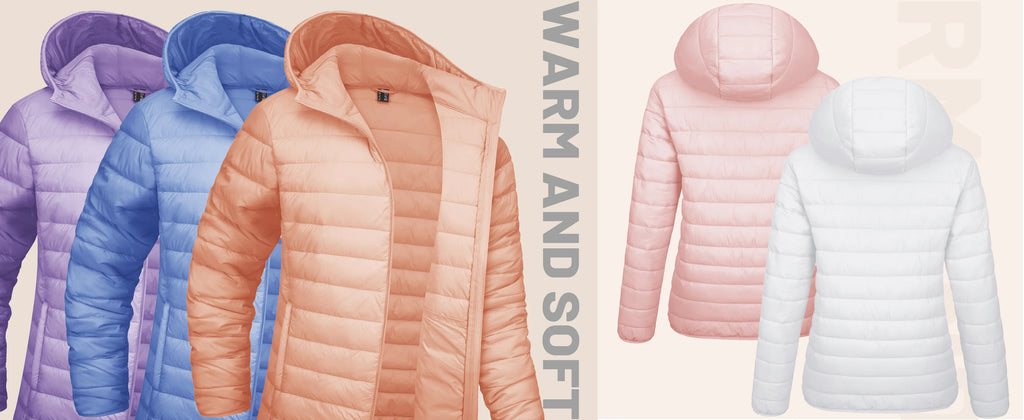 TACVASEN Winter Hooded Puffer Jacket Womens Quilted Warm Coats Casual Windbreaker Waterproof Padded Lightweight Outdoor Outwear