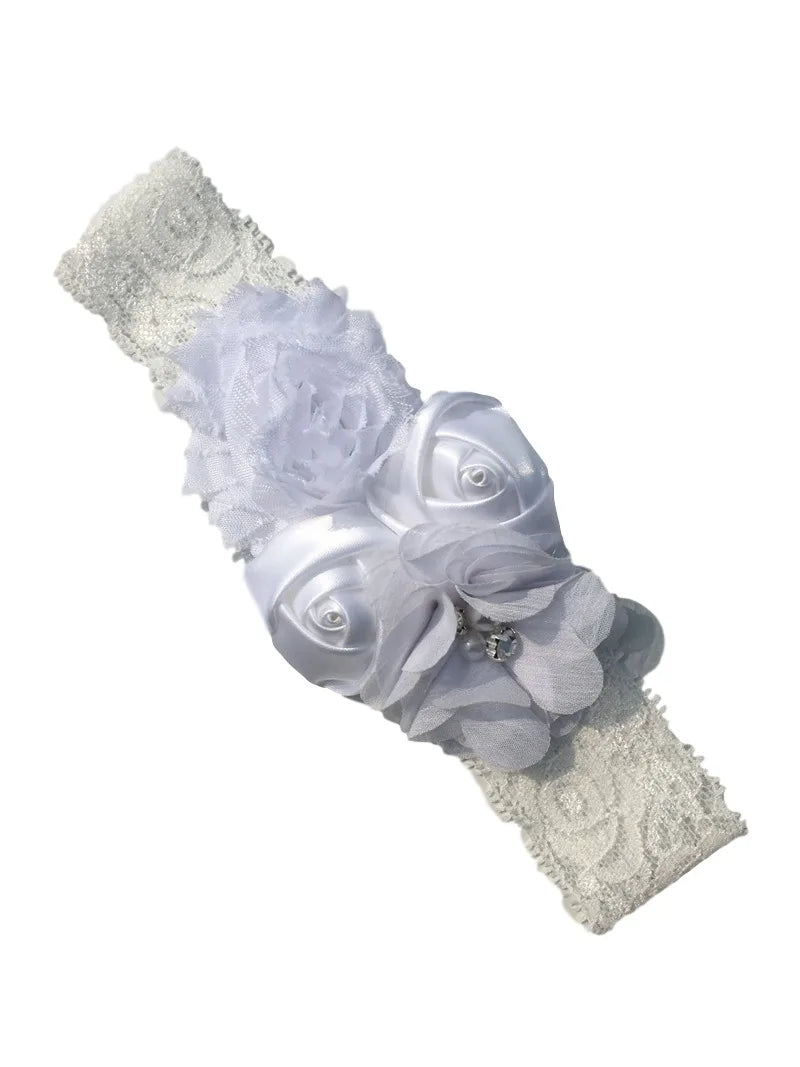 baby headband newborn rose elastic hair band Chiffon flower Rhinestone lace headbands baby girls hair accessories headwear
