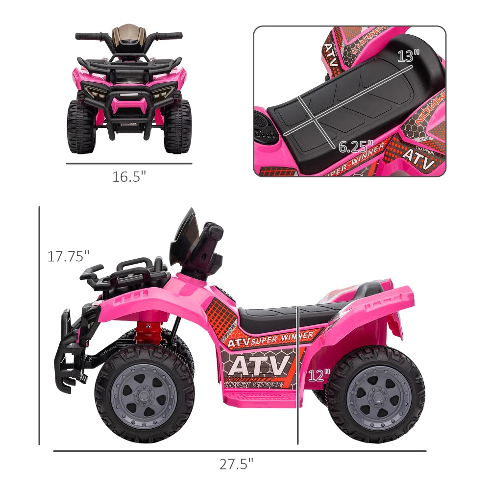 Free Shipping Electric Scooter ATV Ride On for Kids 18-36 Months 6V Battery Powered Quad with Music Black Pink Ride on ATV