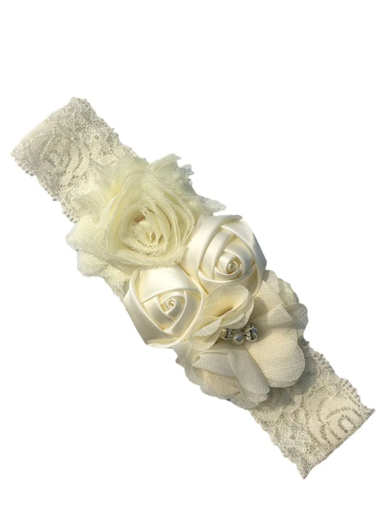 baby headband newborn rose elastic hair band Chiffon flower Rhinestone lace headbands baby girls hair accessories headwear