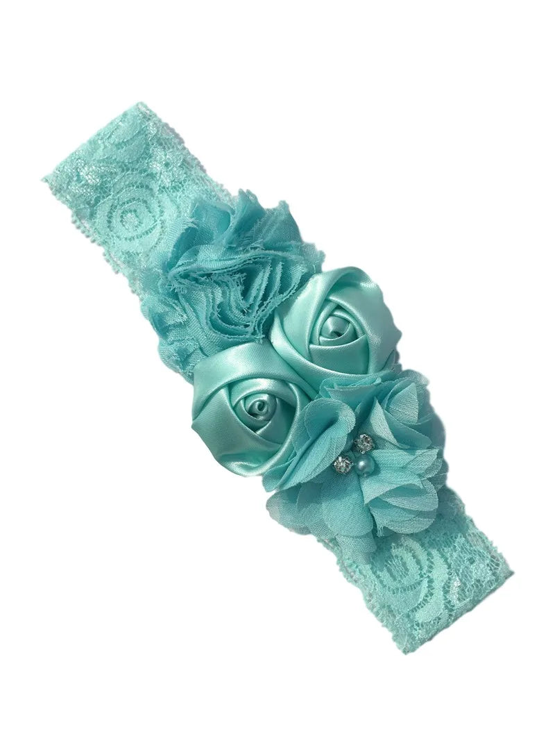 baby headband newborn rose elastic hair band Chiffon flower Rhinestone lace headbands baby girls hair accessories headwear