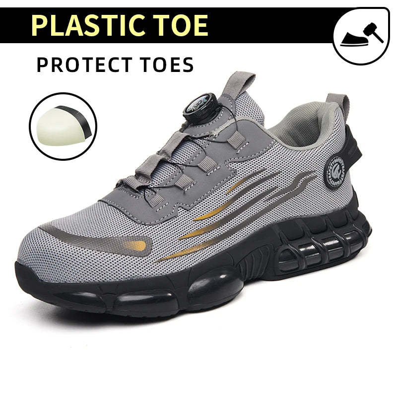 Knit Mesh Upper TPU Sole Safety Shoes, Steel Toe Protection, Breathable Comfortable Durable for Men