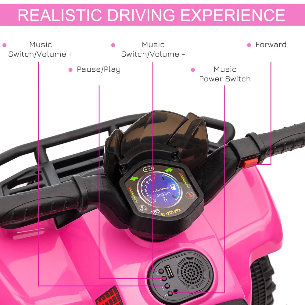 Free Shipping Electric Scooter ATV Ride On for Kids 18-36 Months 6V Battery Powered Quad with Music Black Pink Ride on ATV