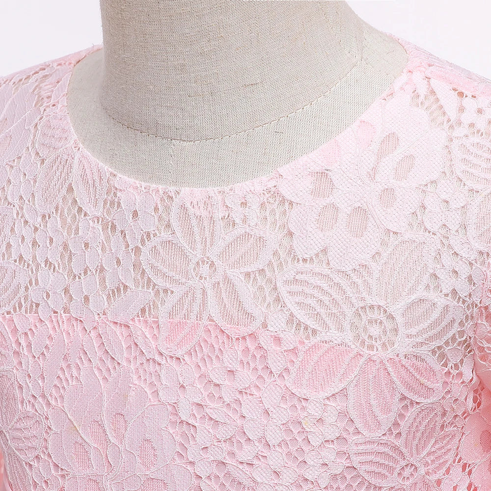 Lace Long Sleeve White Bridesmaid Dress For Girls Kids Princess Evening Dresses Children Girl Wedding Party Costume Clothes