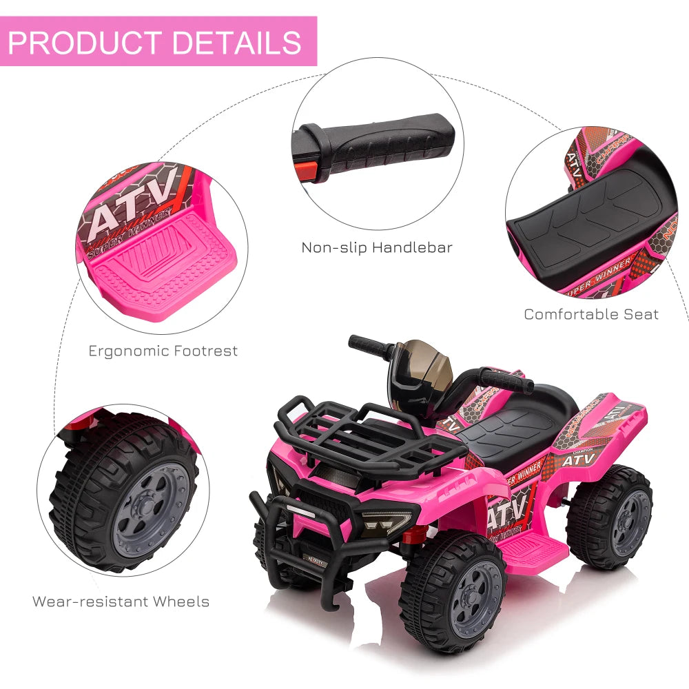 Free Shipping Electric Scooter ATV Ride On for Kids 18-36 Months 6V Battery Powered Quad with Music Black Pink Ride on ATV