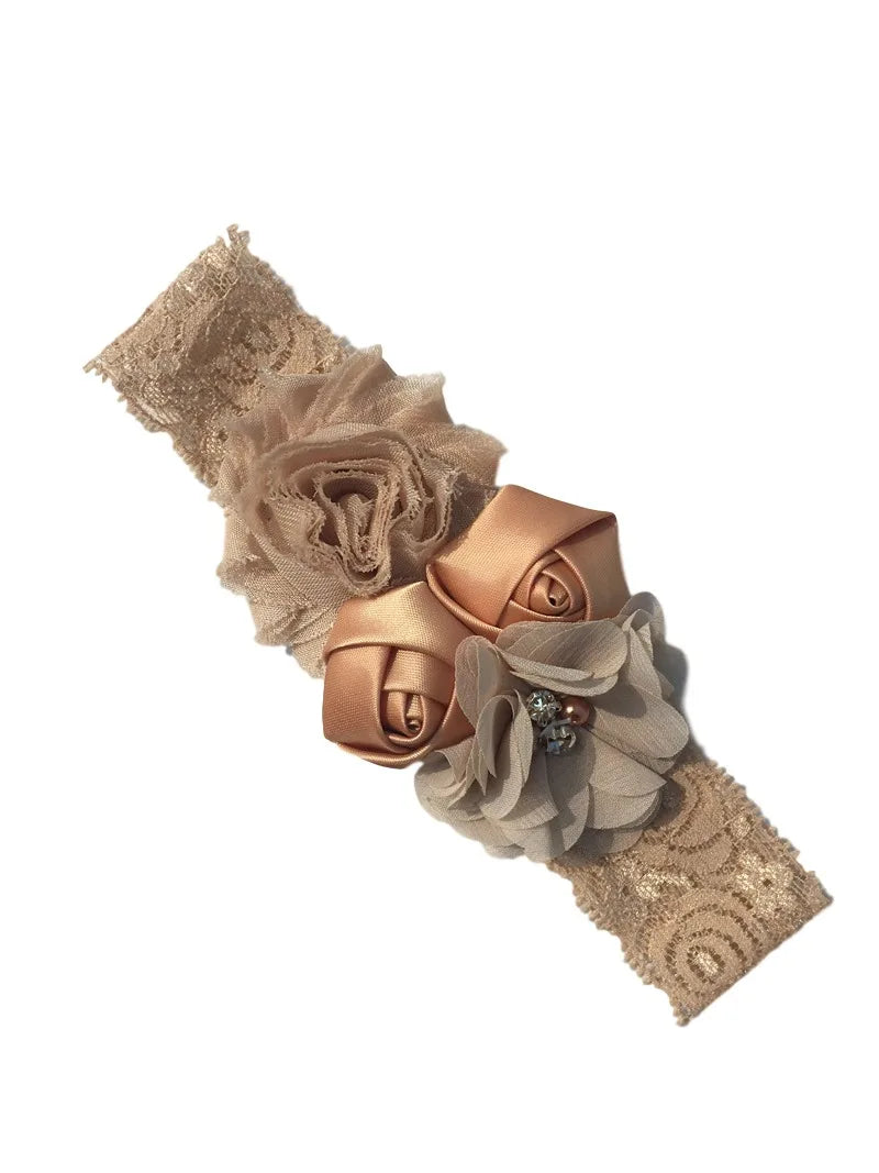 baby headband newborn rose elastic hair band Chiffon flower Rhinestone lace headbands baby girls hair accessories headwear