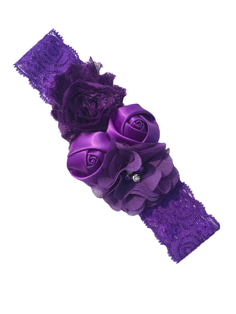 baby headband newborn rose elastic hair band Chiffon flower Rhinestone lace headbands baby girls hair accessories headwear