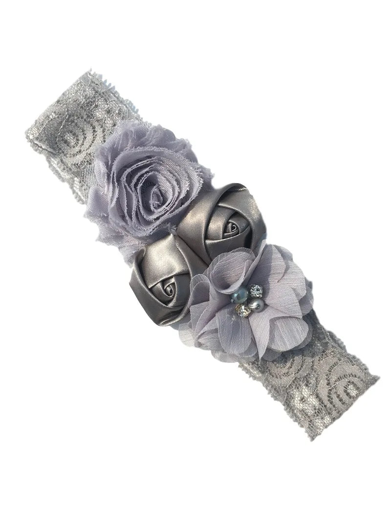 baby headband newborn rose elastic hair band Chiffon flower Rhinestone lace headbands baby girls hair accessories headwear