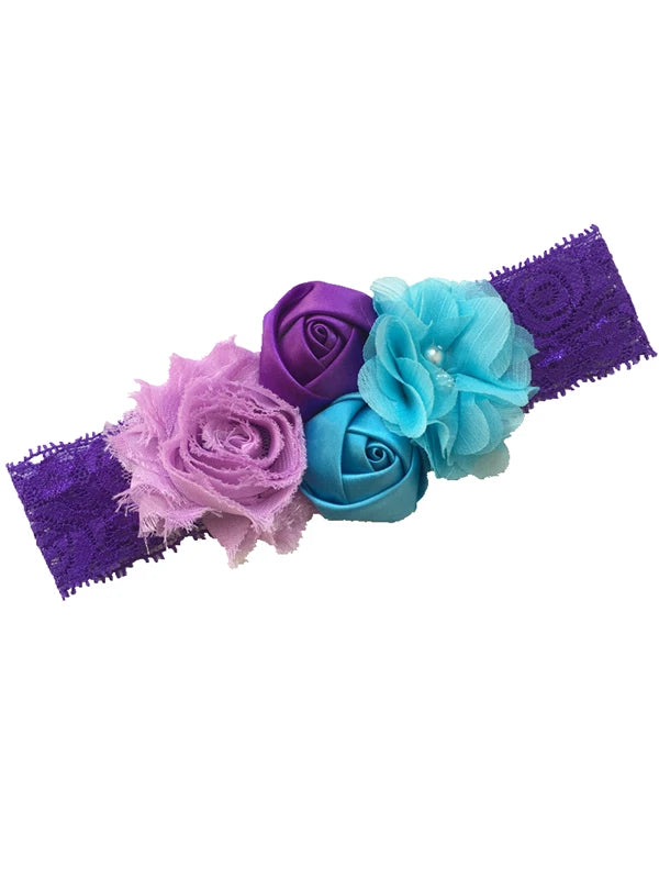 baby headband newborn rose elastic hair band Chiffon flower Rhinestone lace headbands baby girls hair accessories headwear