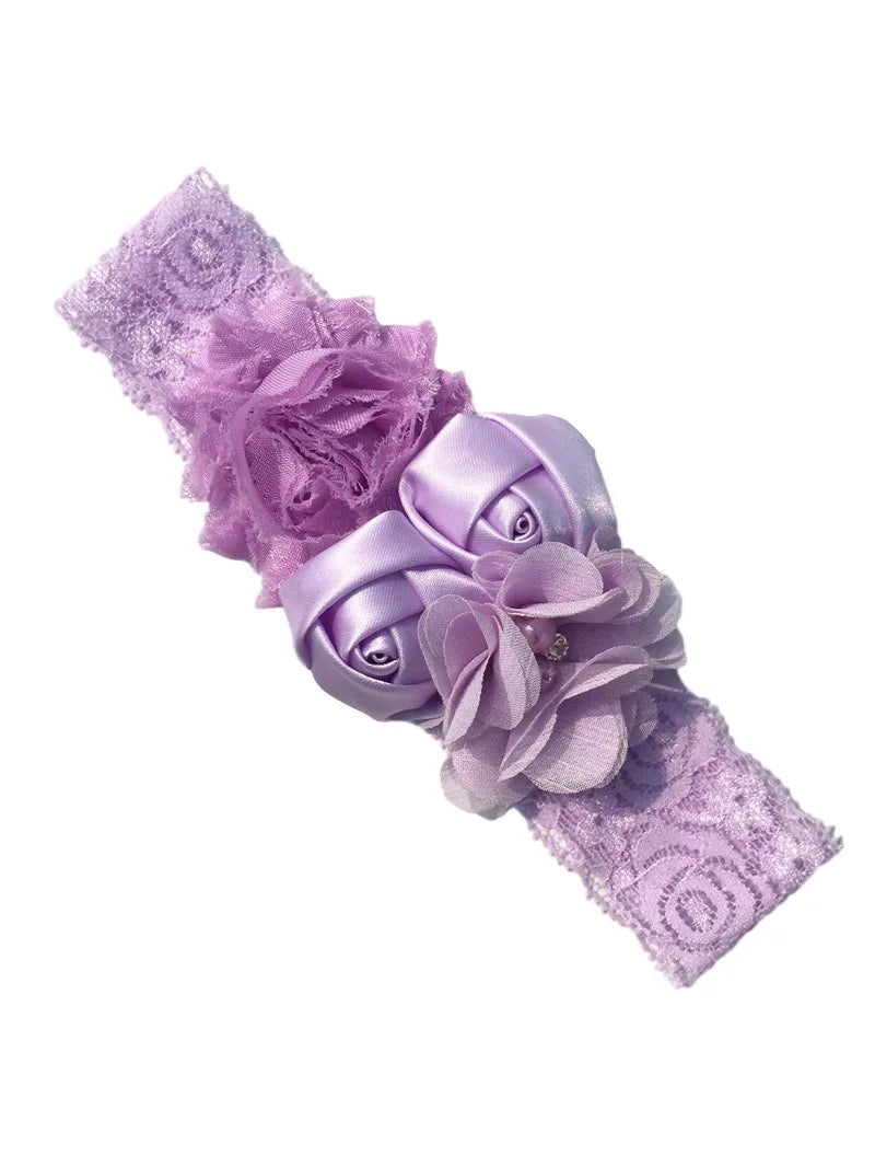 baby headband newborn rose elastic hair band Chiffon flower Rhinestone lace headbands baby girls hair accessories headwear
