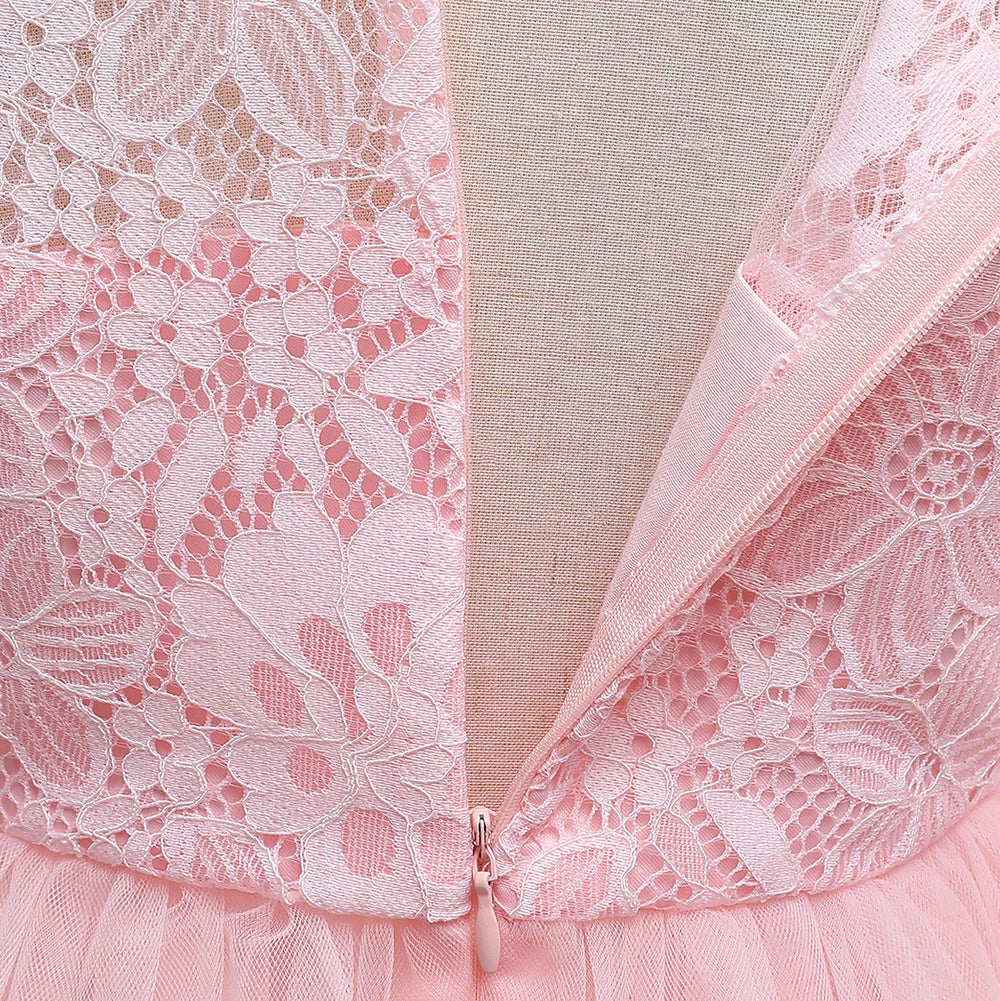 Lace Long Sleeve White Bridesmaid Dress For Girls Kids Princess Evening Dresses Children Girl Wedding Party Costume Clothes