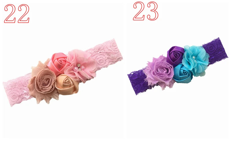 baby headband newborn rose elastic hair band Chiffon flower Rhinestone lace headbands baby girls hair accessories headwear