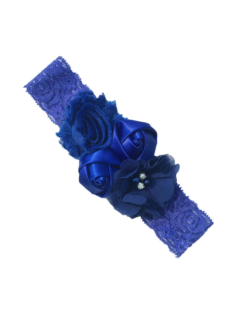baby headband newborn rose elastic hair band Chiffon flower Rhinestone lace headbands baby girls hair accessories headwear