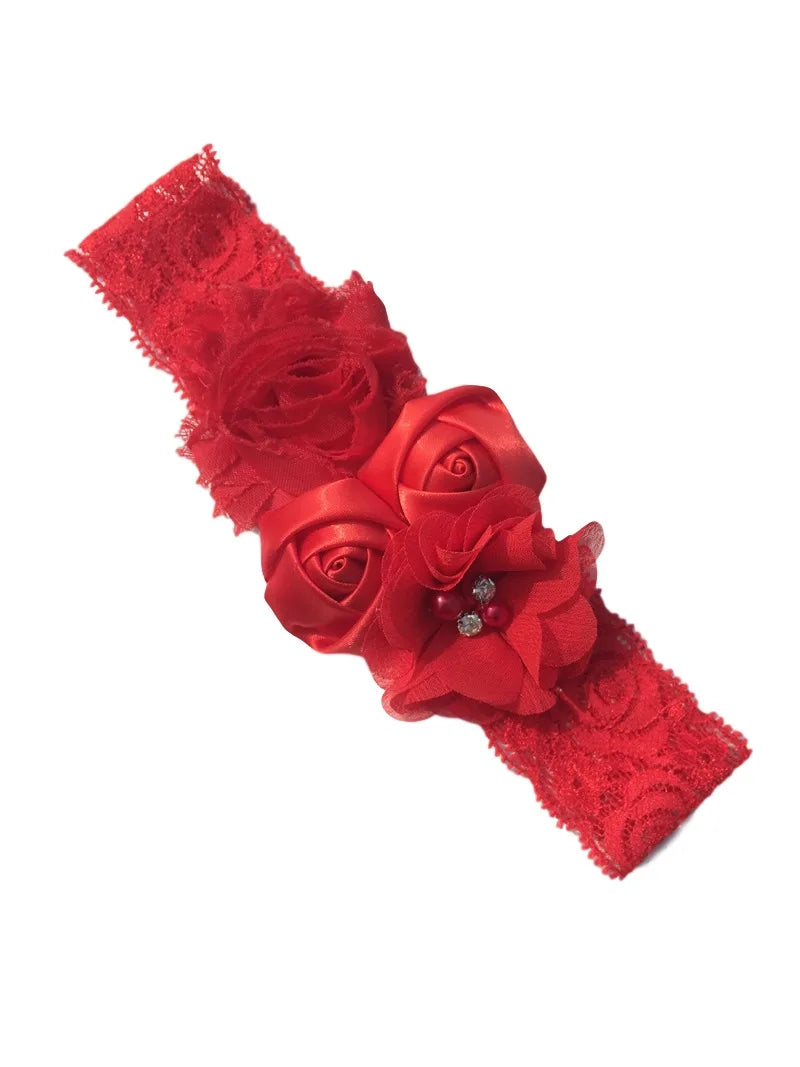 baby headband newborn rose elastic hair band Chiffon flower Rhinestone lace headbands baby girls hair accessories headwear