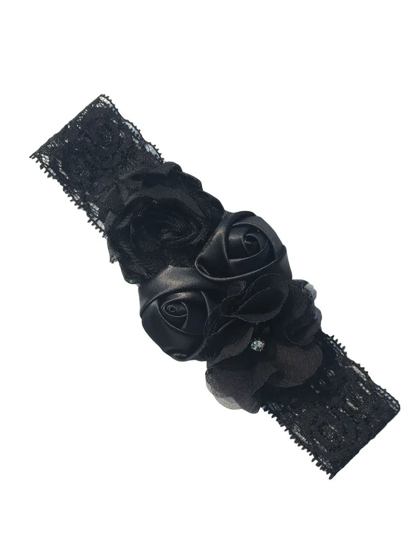 baby headband newborn rose elastic hair band Chiffon flower Rhinestone lace headbands baby girls hair accessories headwear