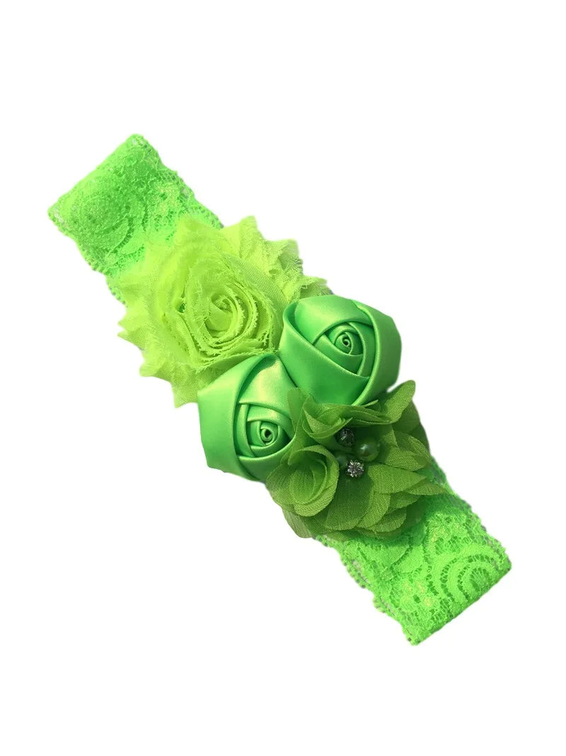 baby headband newborn rose elastic hair band Chiffon flower Rhinestone lace headbands baby girls hair accessories headwear