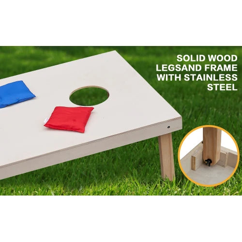 Portable Outdoor Yard Cornhole Game Set 4 X 2 Wooden Boards with 8 Corn Hole Toss Bags Bean Bags for Kids & Adults 2 FCJ