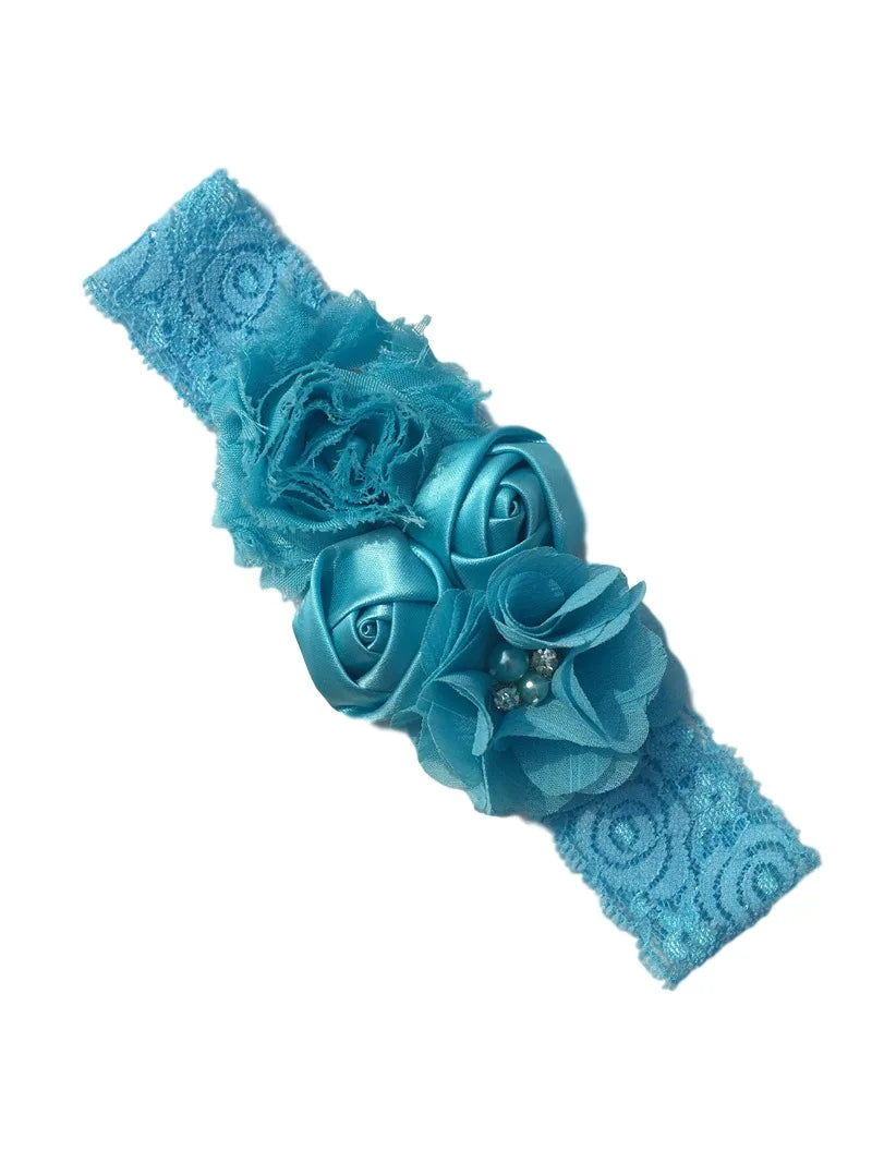 baby headband newborn rose elastic hair band Chiffon flower Rhinestone lace headbands baby girls hair accessories headwear