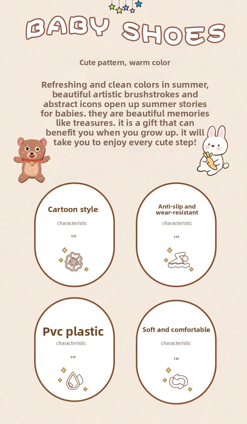 Summer New Baby Slippers Indoor Non-slip Soft Bottom Comfort Fashion Cute Children's Hole Shoes Boys Girls Kid Outdoors Sandals