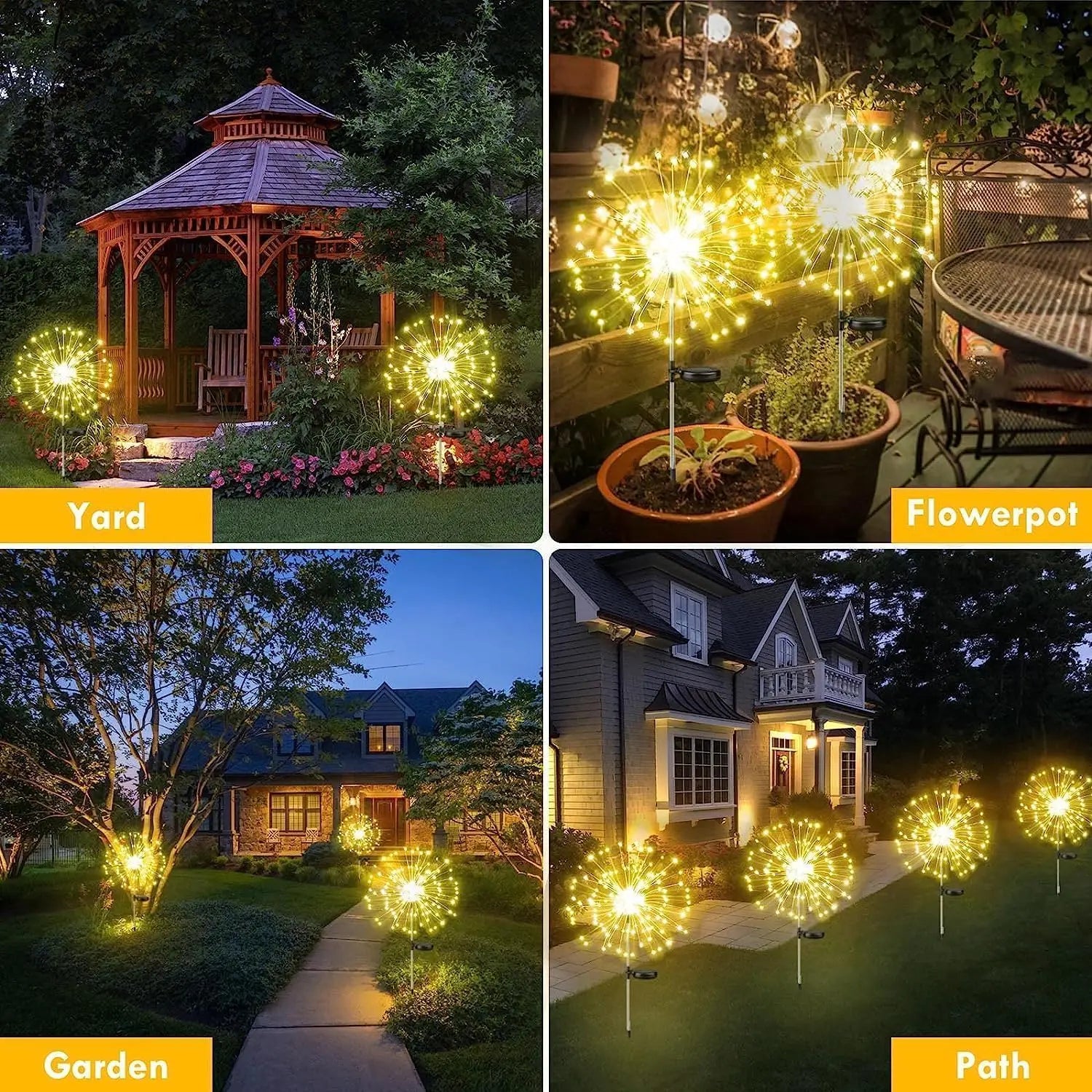Garden Decoration Solar Light for Outdoors DIY Dandelion Solar Plug Garden Lighting Weatherproof Solar Firework Lamp Patio Lawn