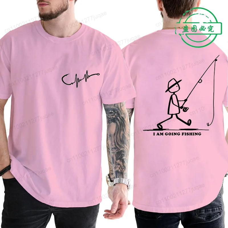 Mens Going Fishing Graphic T-Shirt Funny Men Casual Fisherman Fishing Tshirt T Shirt Loose Cretive Printed Short Sleeve Tees