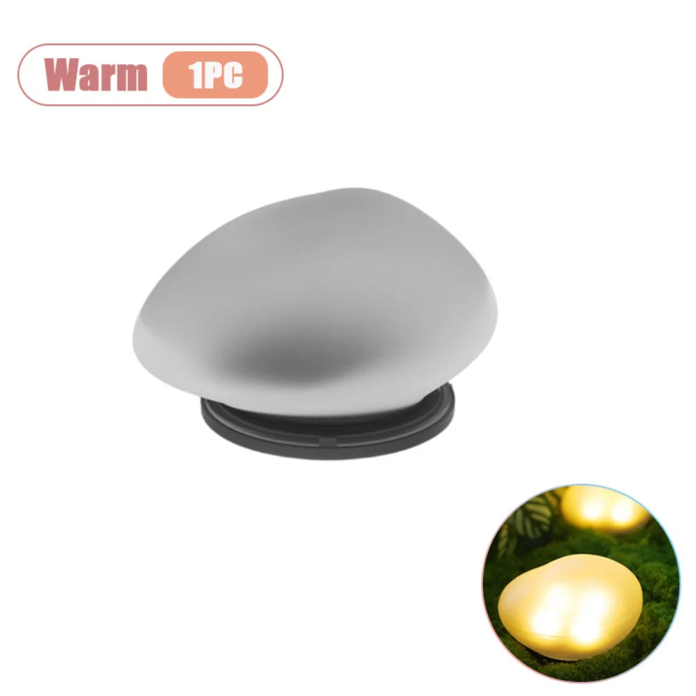 LED Outdoor Garden Lamp Solar Pebble Faux Stone Lawn Light Semi-Flush Mount for Pathways Yard Decor Garden Illumination Lighting