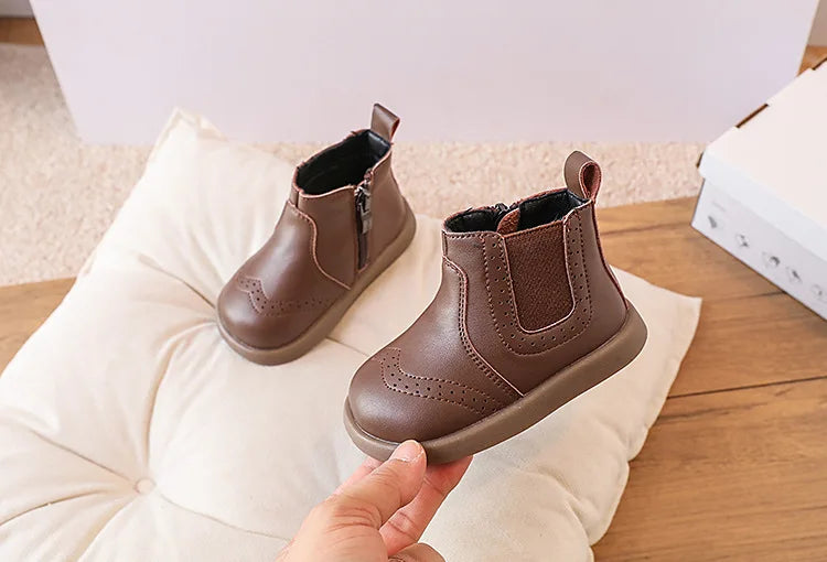 New Spring/Autumn Baby Shoes  Leather Toddler Children Ankle Boots Rubber Sole Infant Shoes Fashion Little Girls Boots 15-25