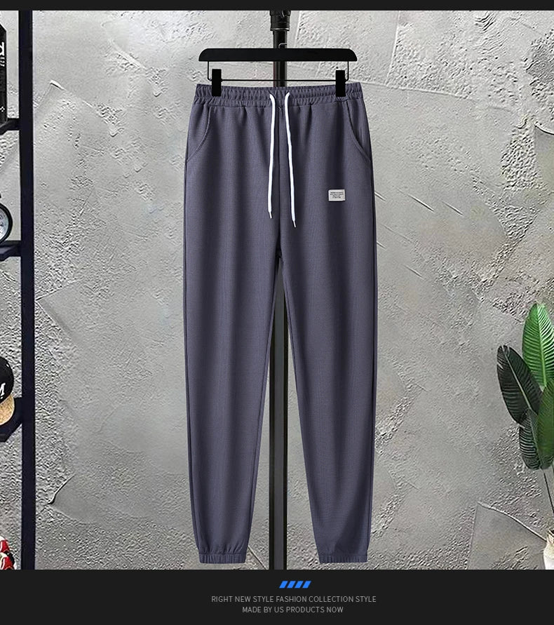 Summer Men's Waffle Sets Casual T-Shirt And Shorts Set Male Sports Suit Solid Color Tracksuit Loose Suits Size
