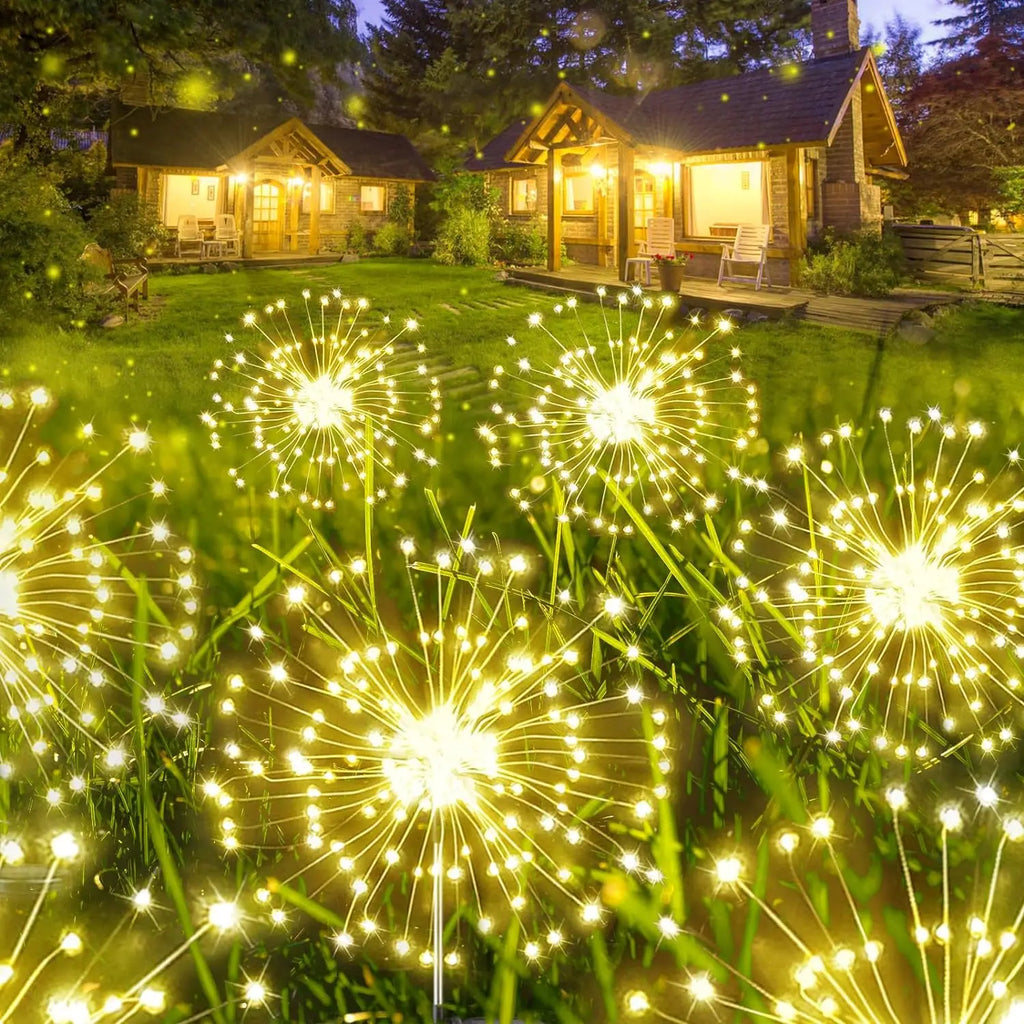 Garden Decoration Solar Light for Outdoors DIY Dandelion Solar Plug Garden Lighting Weatherproof Solar Firework Lamp Patio Lawn