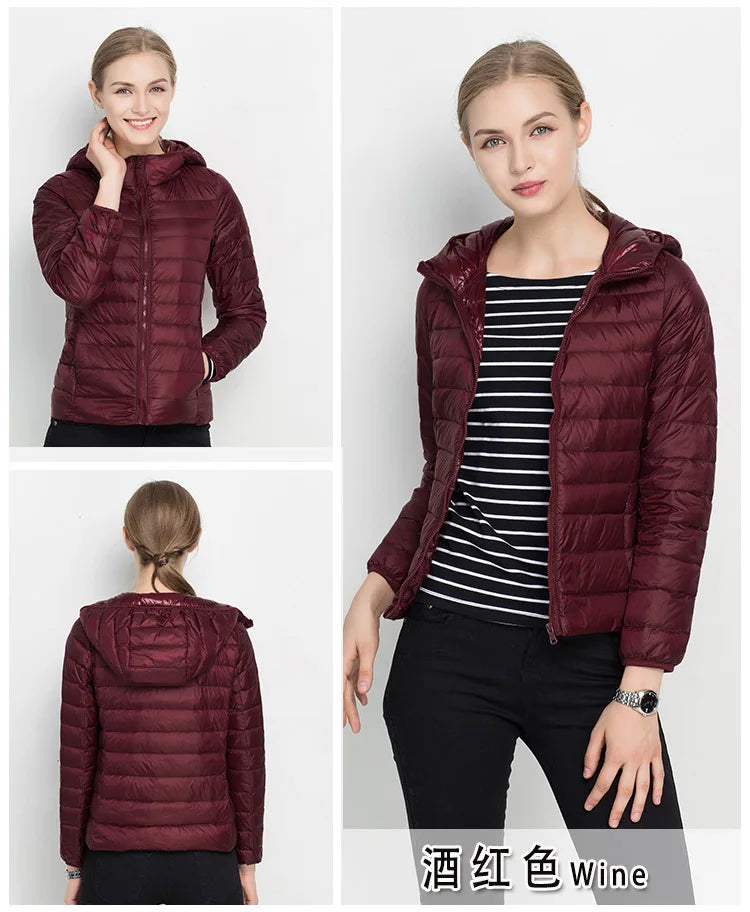 Johnature 2025 New Women Coat Autumn Winter White Duck Down Jacket Solid Colors Warm Slim Zipper Fashion Light Down Coat