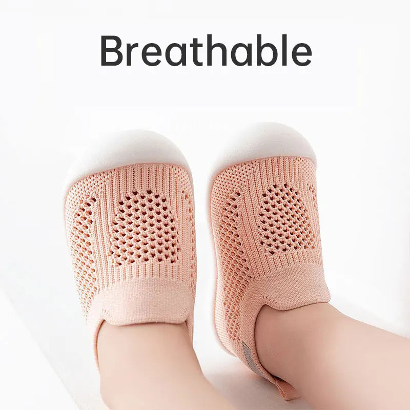 Baby Shoes Anti-slip Breathable Infant Crib Floor Socks with Rubber Sole for Children Girls Boys Mesh Shoes Soft Bottom Slippers