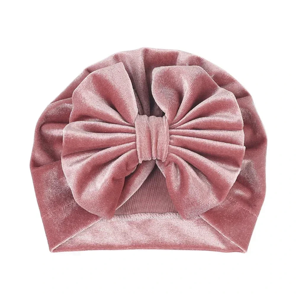 Baby Girls Big Bow Knot Velvet Hat Newborn Infant Turban Caps Children Leopard Beanies Photo Props Gifts Hair Accessories