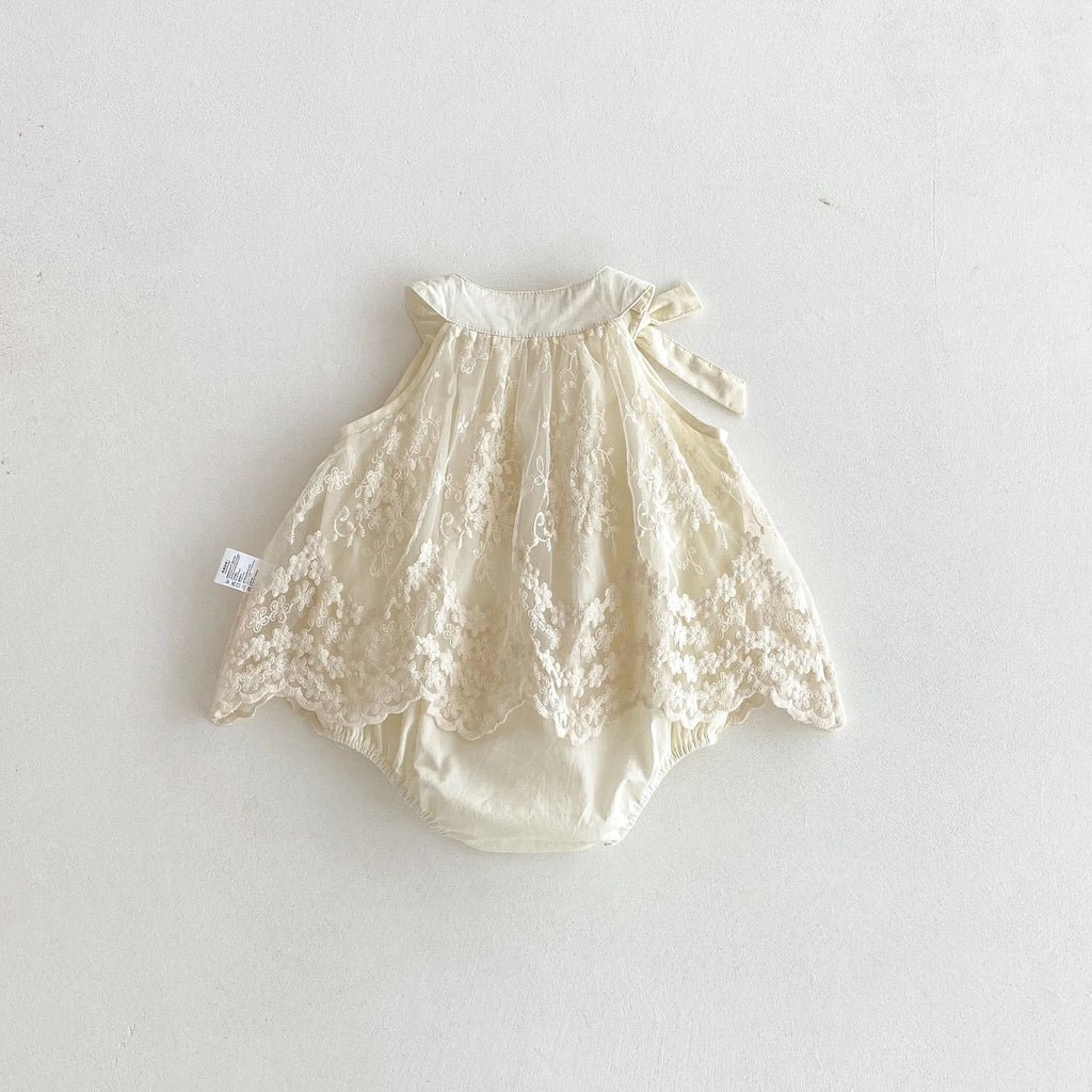 Baby Girl Clothes Cotton Lace Embroidery Bow Romper Dress 0-2Y Baby Girl Birthday Photo Outfit Sleeveless Princess Bodysuit