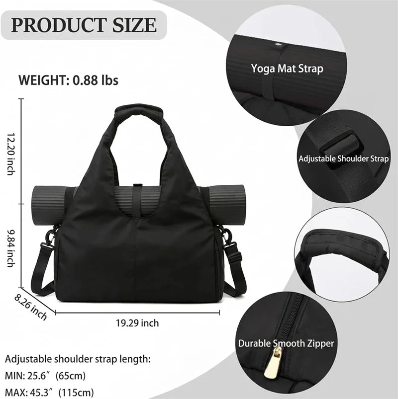 Largecapacity yoga mat bag,waterproof fitness handbagwith shoulder strap,women's and men's travel,sports,swimming, fitnesshandb