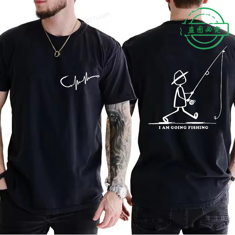 Mens Going Fishing Graphic T-Shirt Funny Men Casual Fisherman Fishing Tshirt T Shirt Loose Cretive Printed Short Sleeve Tees