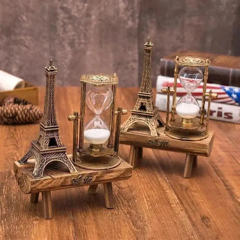 Creative Iron Tower Hourglass Home Decor Modern Minimalist Study Desk Wooden Timing Hourglass Decor Household Goods Wholesale