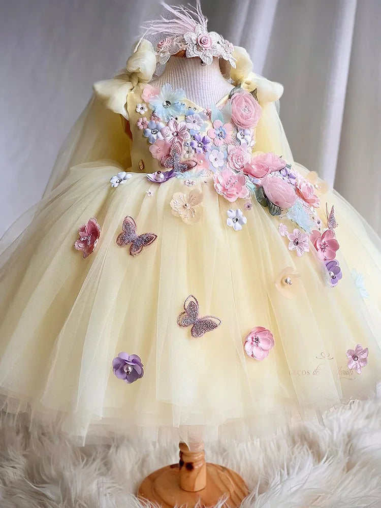 Girl Lolita Princess Dress Baby Cute Flower Big Bow Mesh Dress Carnival Birthday Party Light Luxury Performance Clothing
