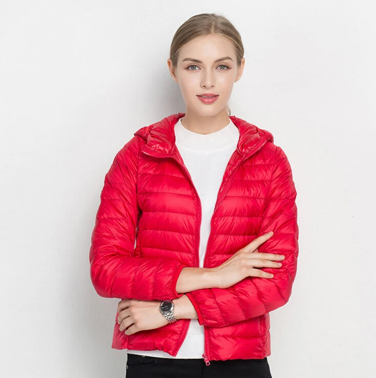 Johnature 2025 New Women Coat Autumn Winter White Duck Down Jacket Solid Colors Warm Slim Zipper Fashion Light Down Coat