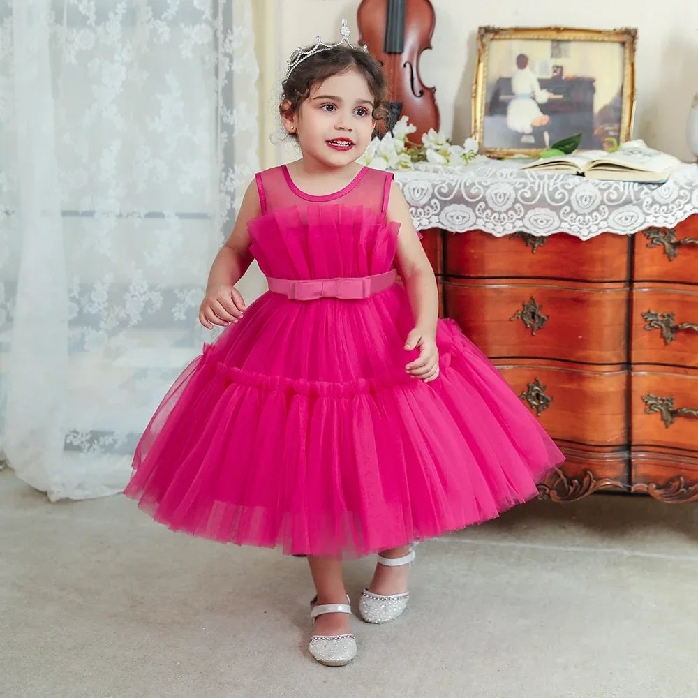 Baby Girls Clothes Toddler Kids Wedding Princess Dress Elegant Birthday Gowns Tulle Bridesmaid Evening Party Christmas Vestidos