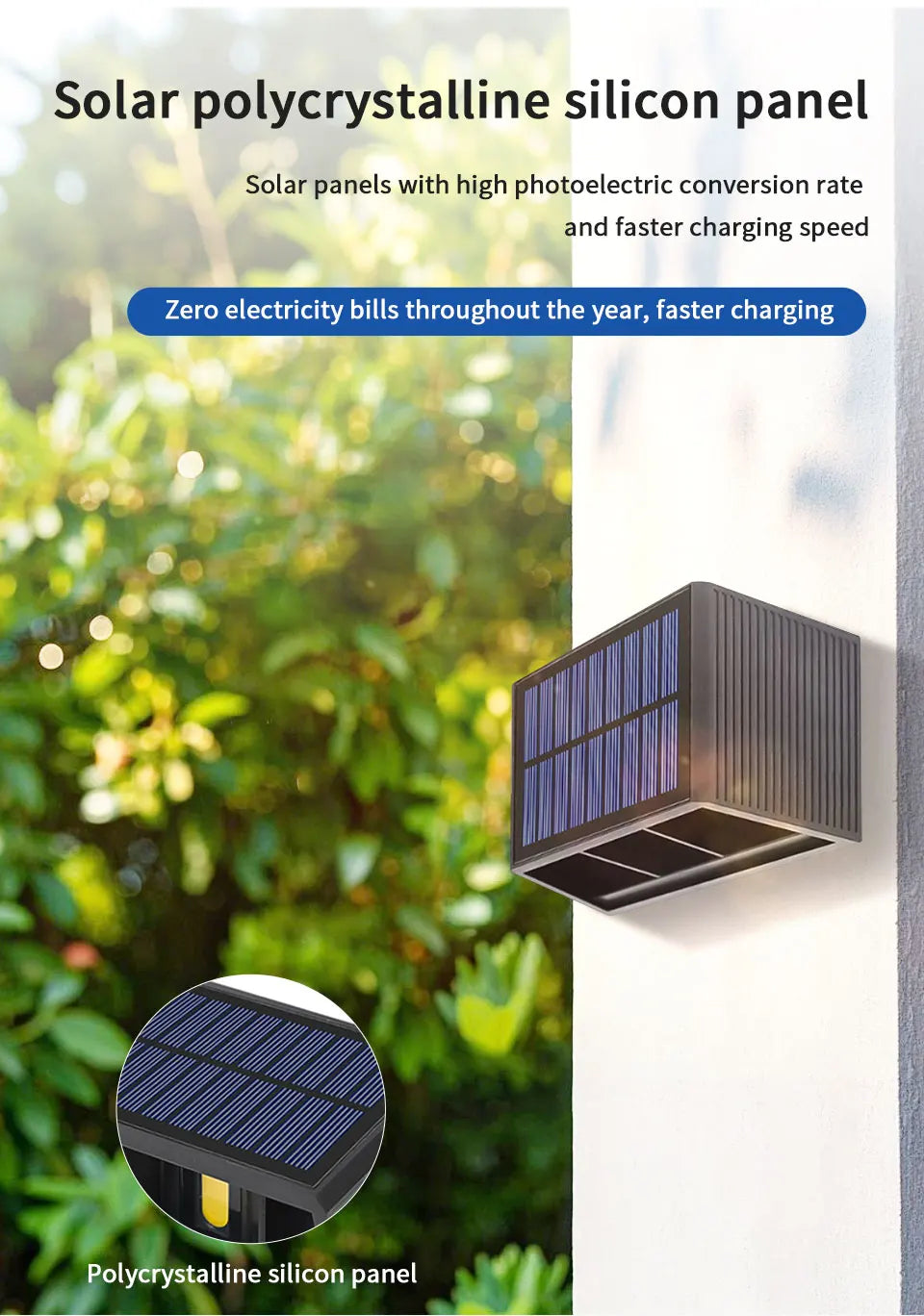 LED Outdoor Solar Lights Up And Down Lighting Wall Lamp Garden Decor Outdoor Solar Spotlights Solar Powered Sunlight Wall Sconce