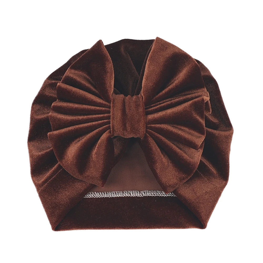 Baby Girls Big Bow Knot Velvet Hat Newborn Infant Turban Caps Children Leopard Beanies Photo Props Gifts Hair Accessories