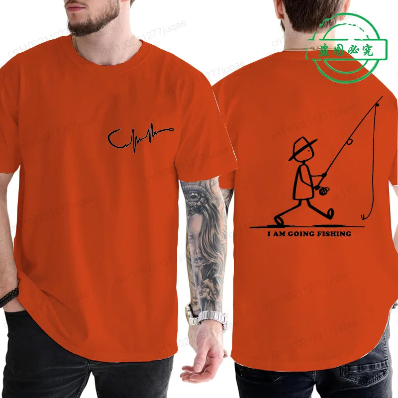 Mens Going Fishing Graphic T-Shirt Funny Men Casual Fisherman Fishing Tshirt T Shirt Loose Cretive Printed Short Sleeve Tees