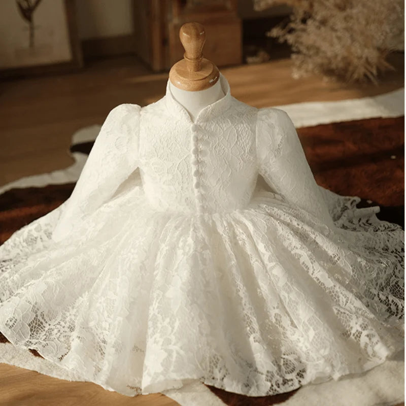 Fashion Baby Girl Princess Lace Tutu Dress Infant Toddler Child Long Sleeve Vestido Party Wedding Birthday Baby Clothes 1-14Y