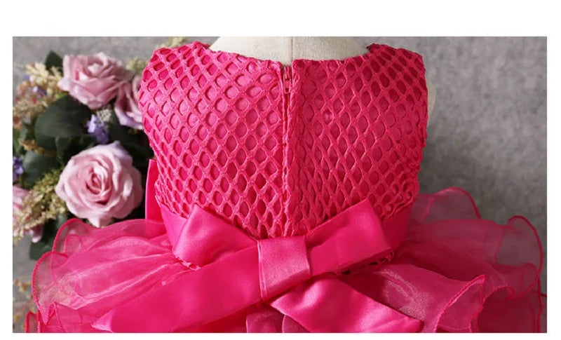 Baby Girl Princess Dress Pearl Infant Toddler Girl layered Vintage Vestido Party Birthday Ball Gown Xmas Baby Clothes 1-7Y