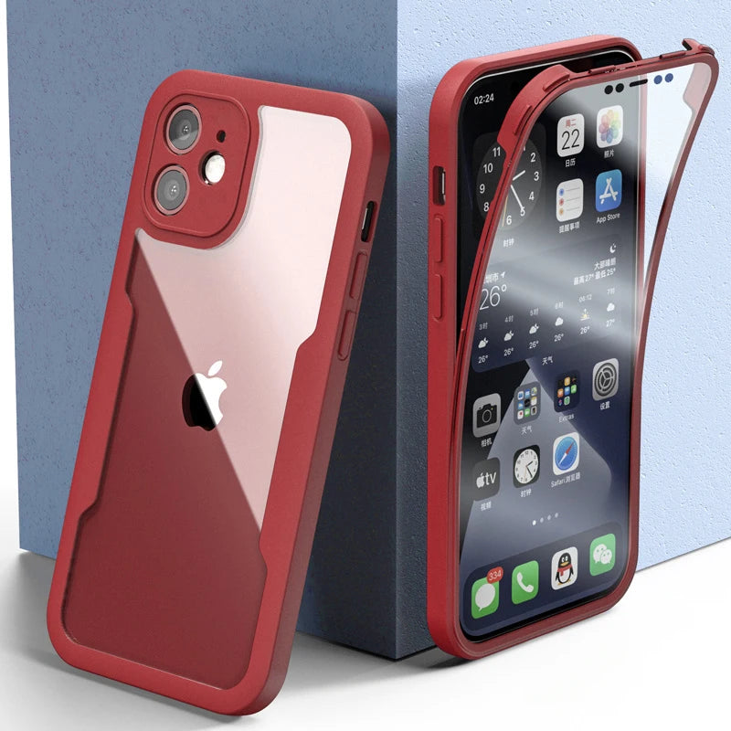 360 Full Body Protection Transparent Phone Case For iPhone 17 16 15 14 Pro Max 11 12 13 X XR XS 7 Soft Front Screen Bumper Cover