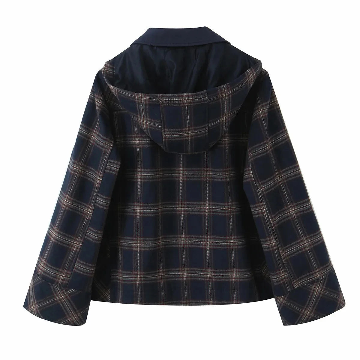 Women New Casual Chic Suit Checkered Hooded Jacket Loose Lantern Workwear Pants Fashion Autumn Winter Suits