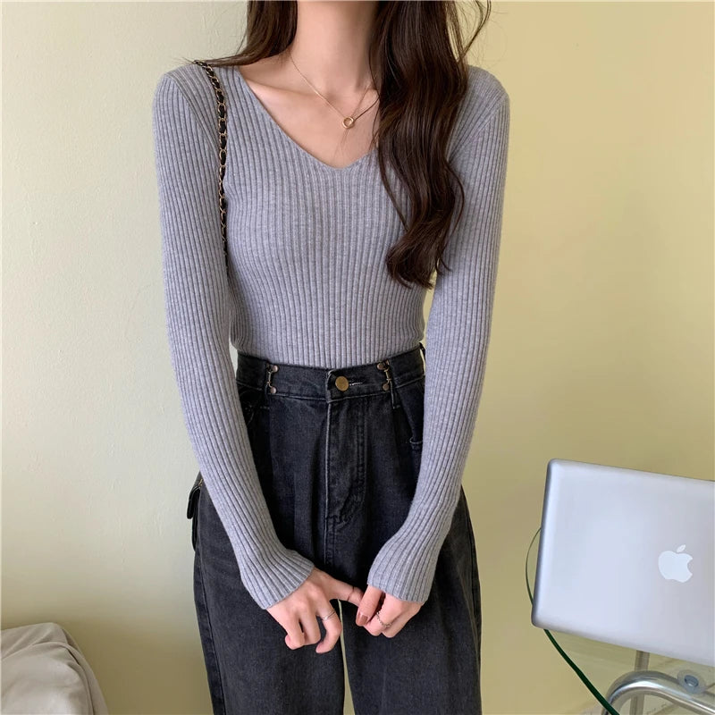 Casual Long Sleeve Knitted Pullover 2026 Autumn Winter Women Sweaters Femme Basic Solid Jersey Tops Fashion Clothes