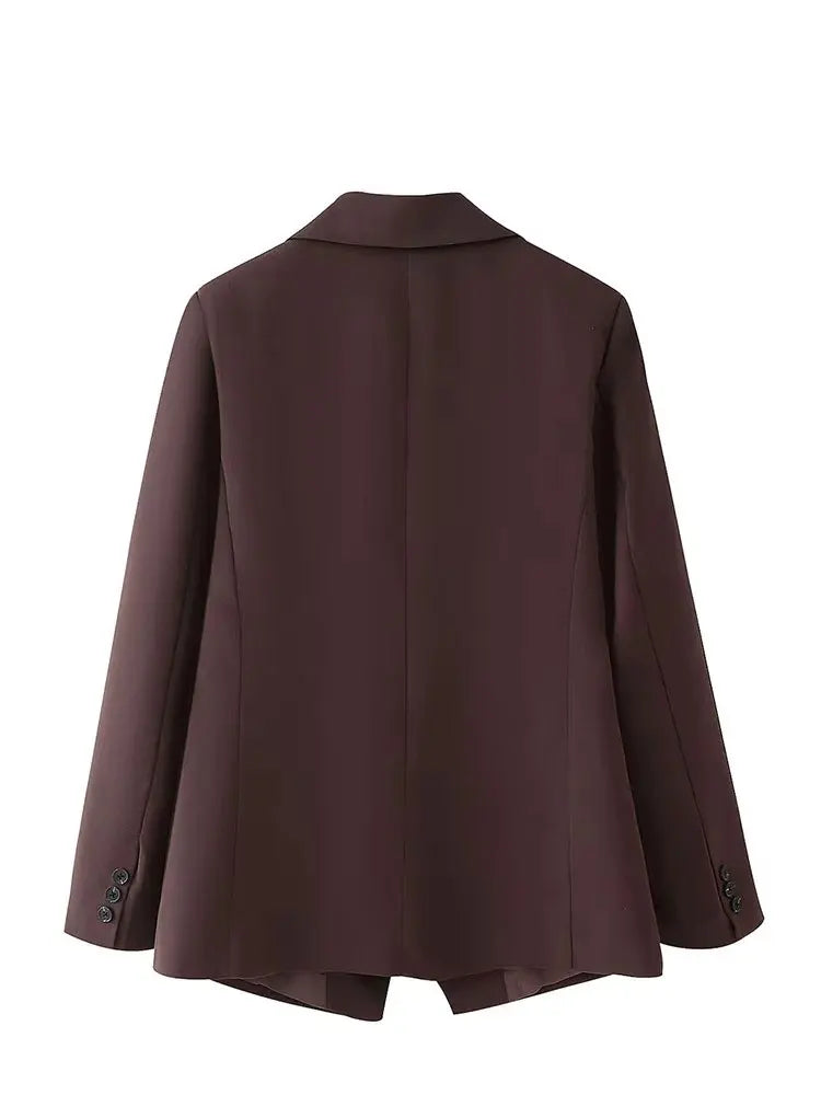 HH Women Elegant Solid Lapel Two Buttons Suit Jacket Fashion Long Sleeve Slim Short Coats 2024 New Casual Office Lady Blazer