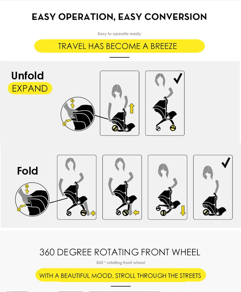 Stroller for baby stroller 3 in 1 stroller with storage basket Light stroller baby cars baby accessories,pram for child car seat