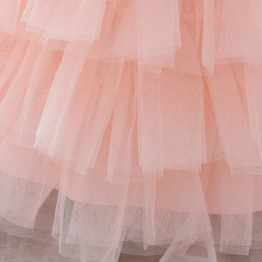 Kids Bow Baby Girls Dress Puffy Tulle Toddler White Baptism Party Dresses For Girl Elegant Kids Birthday Princess Ball Gown